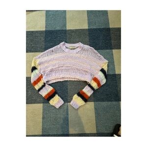 Kimchi Blue Lavender Striped Knit Cropped Sweater size XS